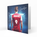 Personalised Birthday Card - Red and White Football Shirt on a Player