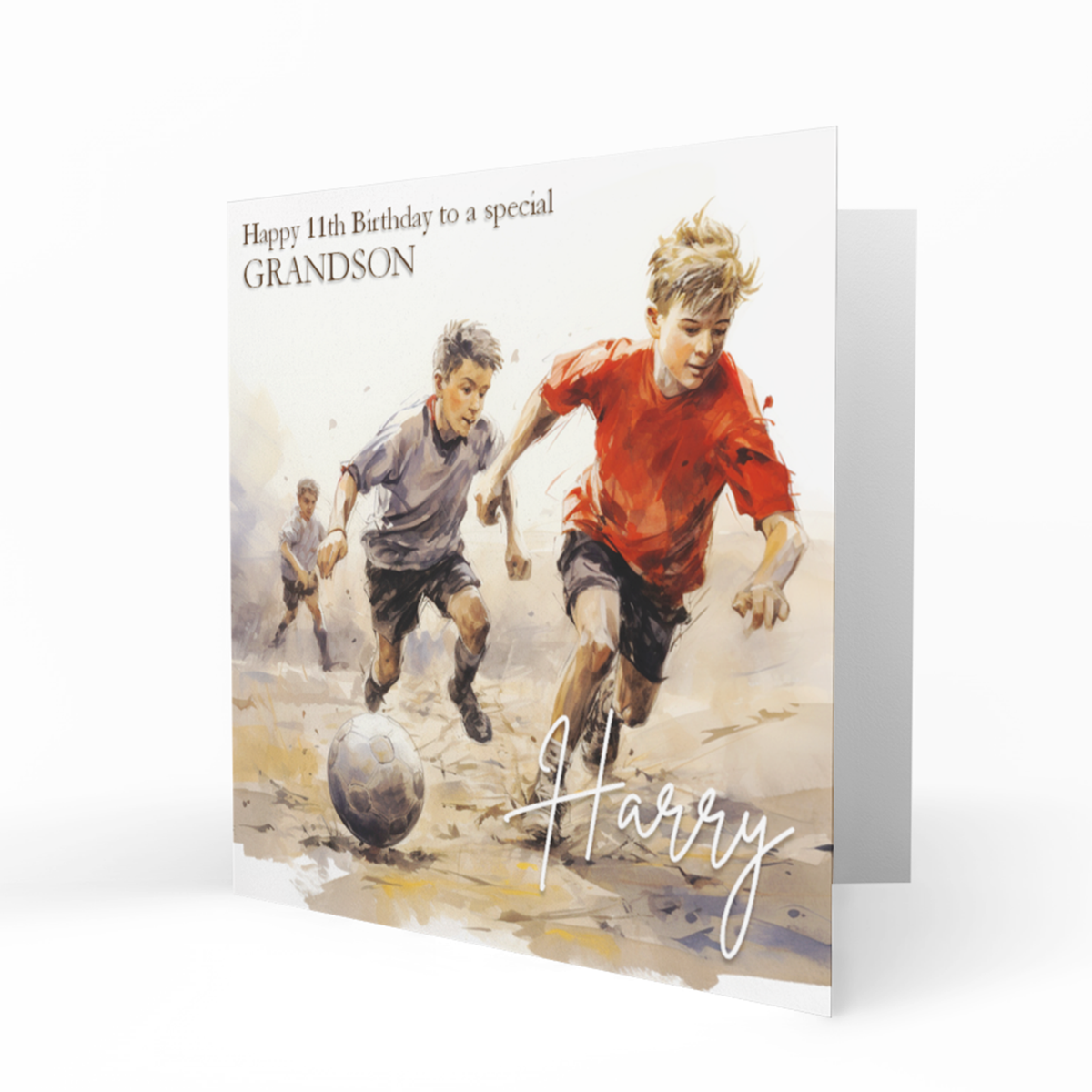 Personalised 11th Birthday Card - Boys Playing Football