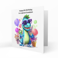 Personalised 6th Birthday Card - Blue Dinosaur in Sunglasses