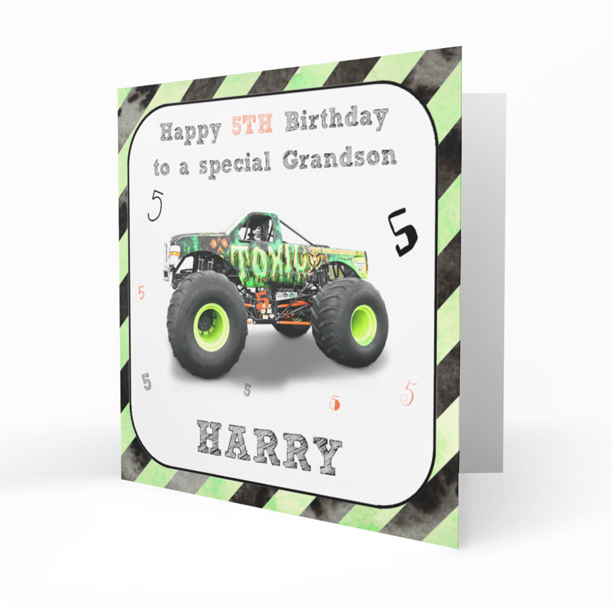 Personalised Birthday Card - Green Monster Truck