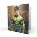Personalised 6th Birthday Card - Green Superhero Boy