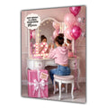 Personalised 12th Birthday Card - Girl at a Dressing Table - Brown Hair