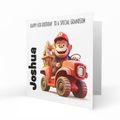 Personalised 6th Birthday Card - Monkey Driving a Red Truck