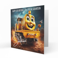 Personalised 6th Birthday Card - Smiling Yellow Construction Vehicle
