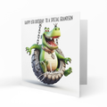 Personalised 6th Birthday Card - Dinosaur on a Tyre Swing