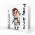 Personalised 5th Birthday Card - Cartoon Boy Astronaut