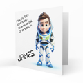 Personalised 5th Birthday Card - Cartoon Space Hero