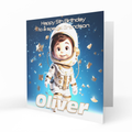 Personalised 5th Birthday Card - Boy Astronaut with Stars