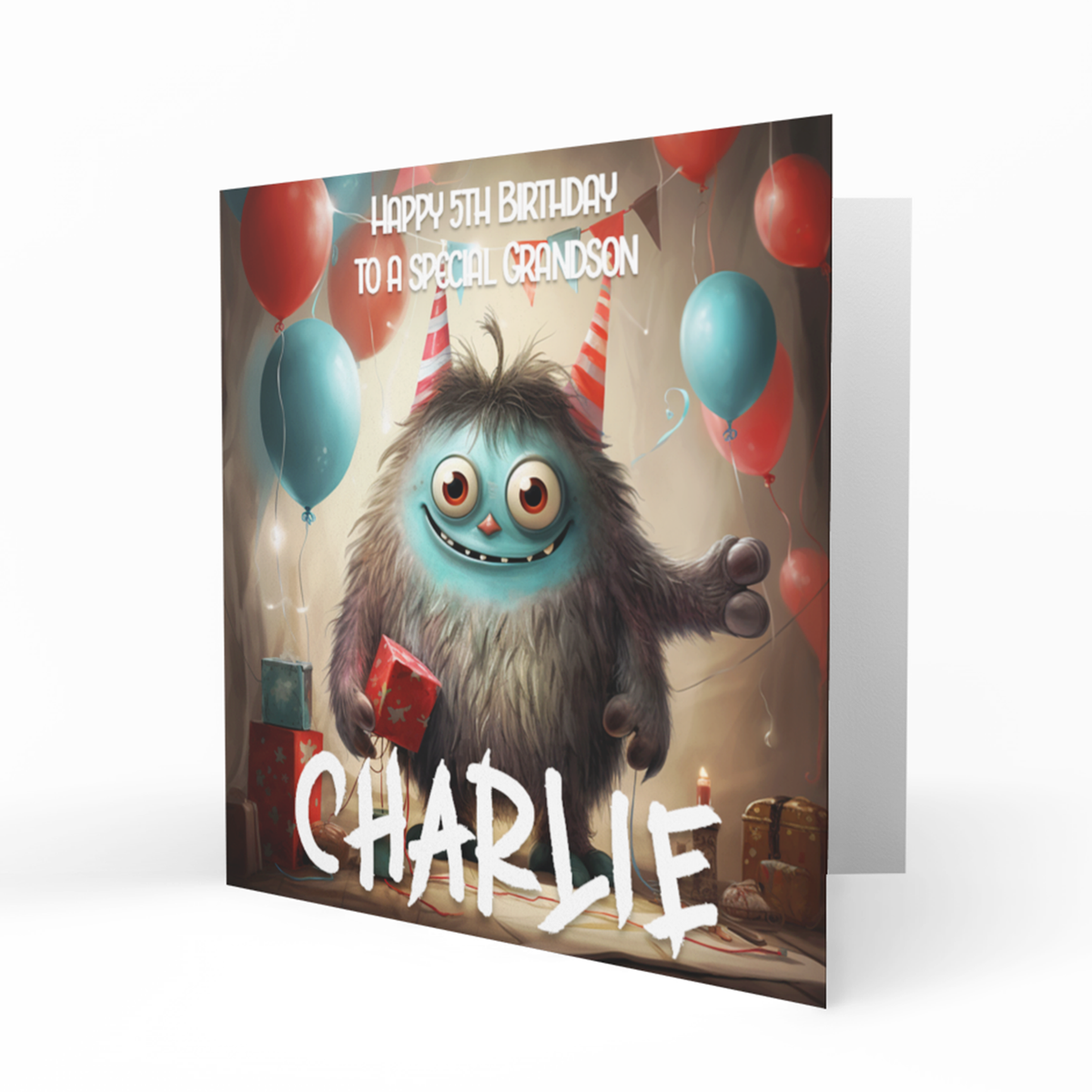 Personalised 5th Birthday Card - Cute Monster Birthday Party