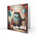 Personalised 6th Birthday Card - Cute Monster Birthday Party
