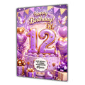 12th Birthday Card Butterfly Girl Granddaughter Daughter Large A5 Size