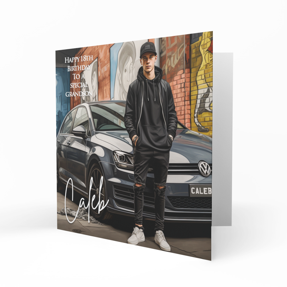 Personalised Birthday Card - Young Man with a Car