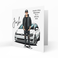 Personalised Birthday Card - Young Man with a Car