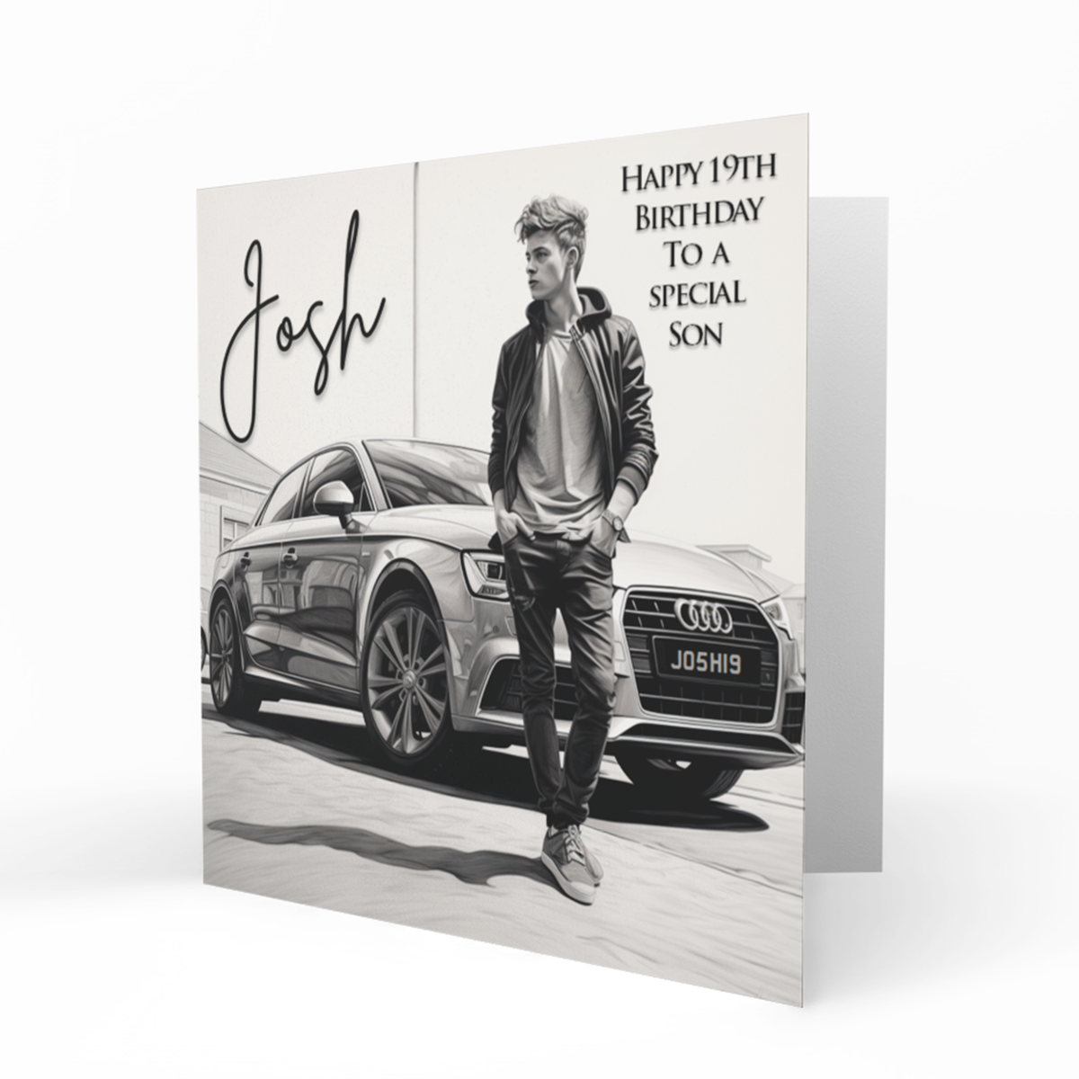 Personalised Birthday Card - Young Man with a Car