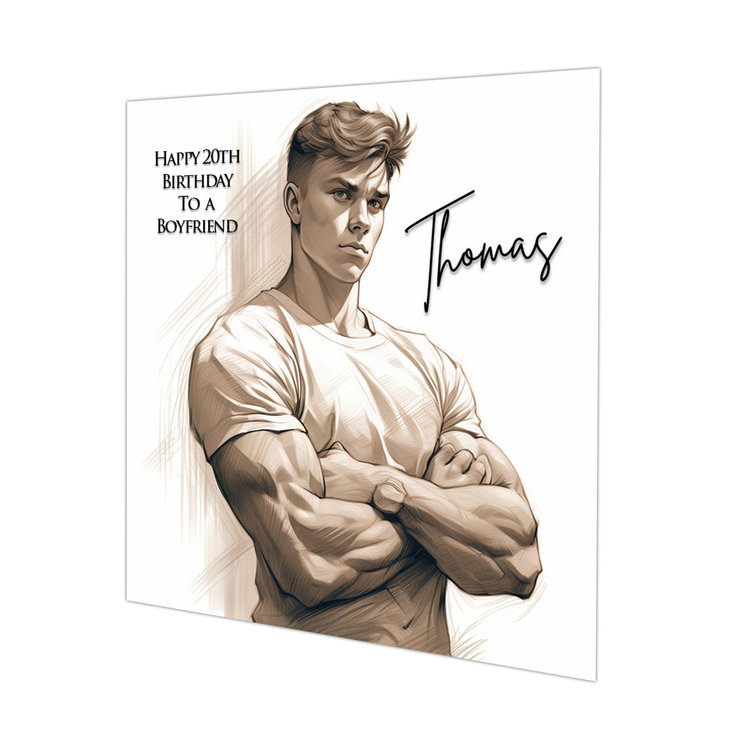 Personalised Birthday Card - Muscular Man