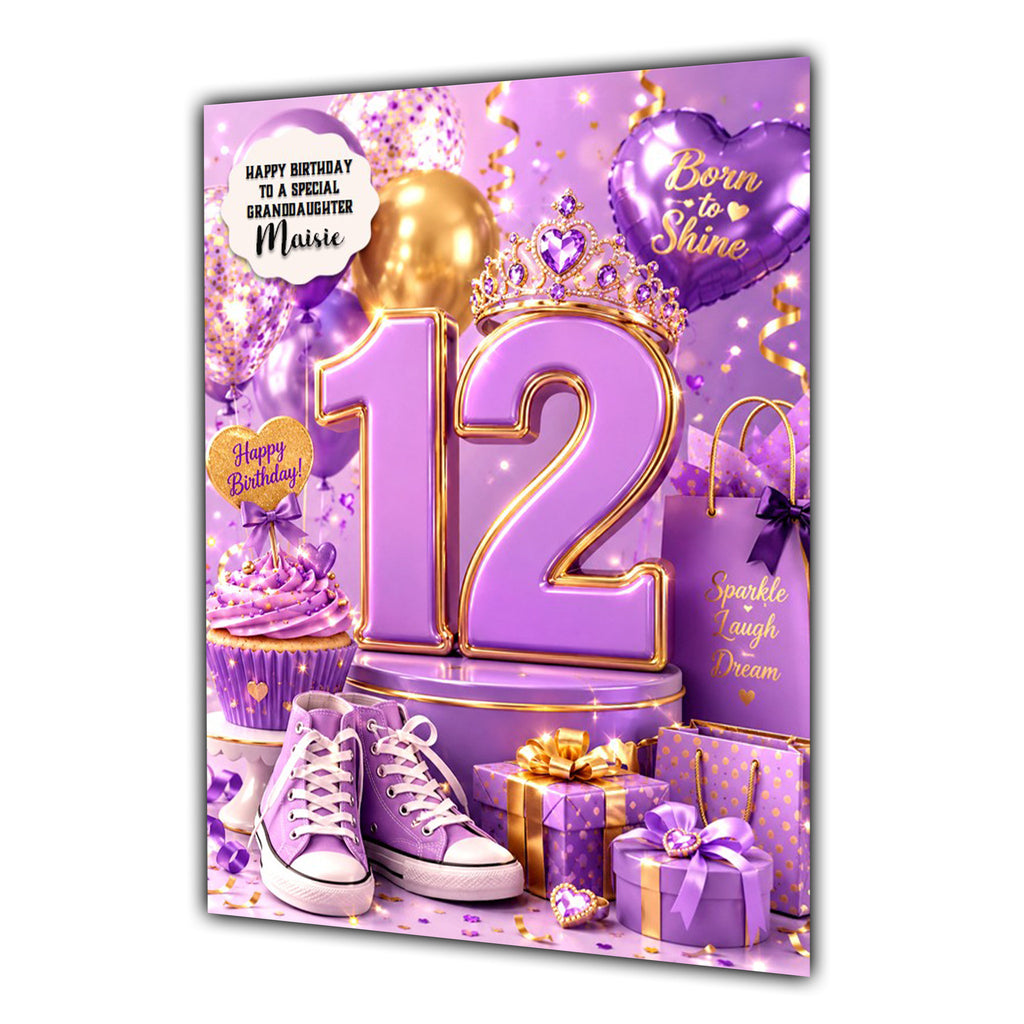 12th Birthday Card For Girls, Daughter, Granddaughter, Niece, Trainers Girl, Teenager,
