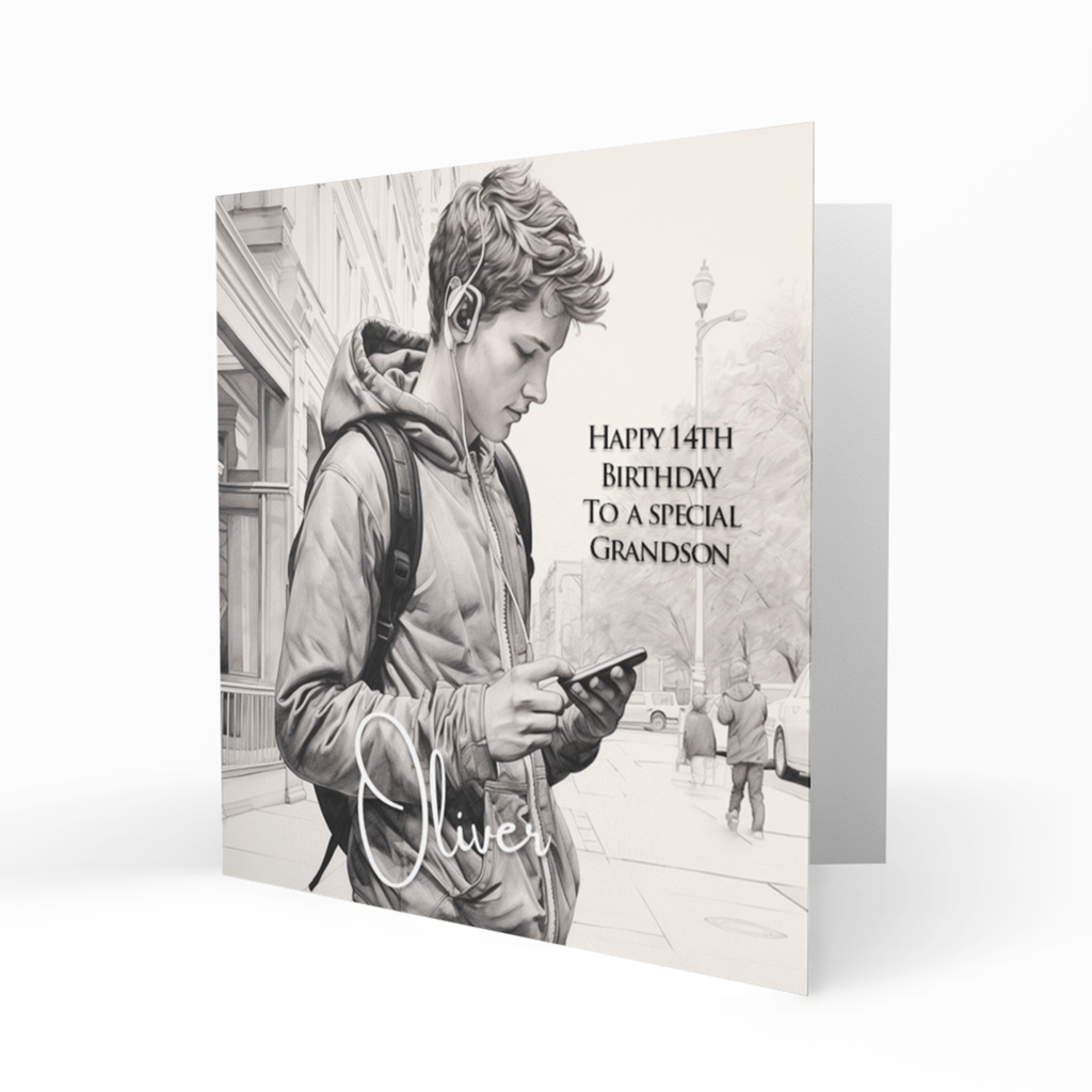 Personalised Birthday Card, Mens, Teenager, Grandson, Son, Boyfriend,Nephew, Brother, Friend, Trendy, Fashionable, Cool