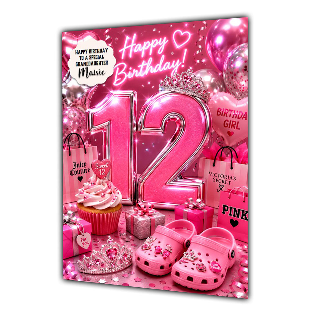 12th Birthday Card Shoes Girl Granddaughter Daughter Large A5 Size