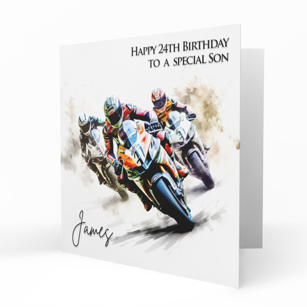 Personalised 24th Birthday Card - Motorcycle Racing