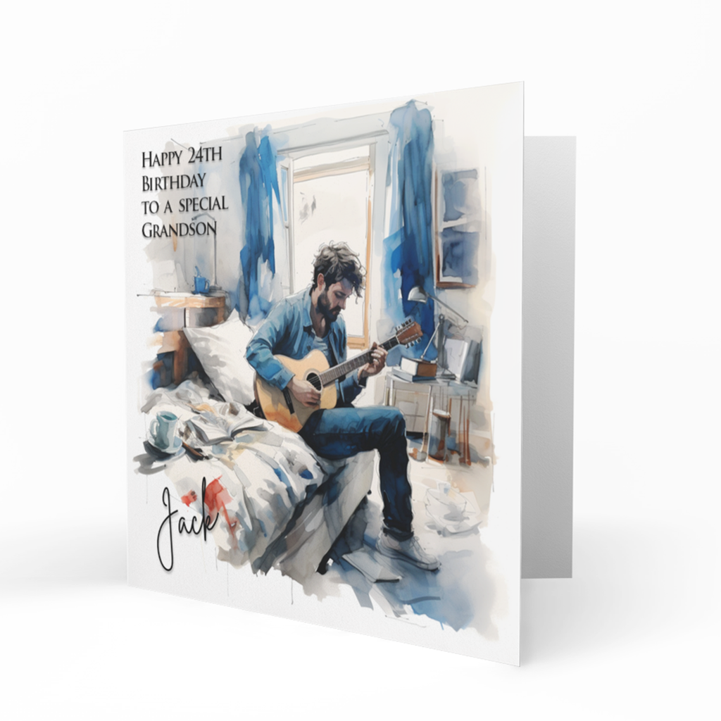 Personalised Birthday Card - Man Playing Guitar