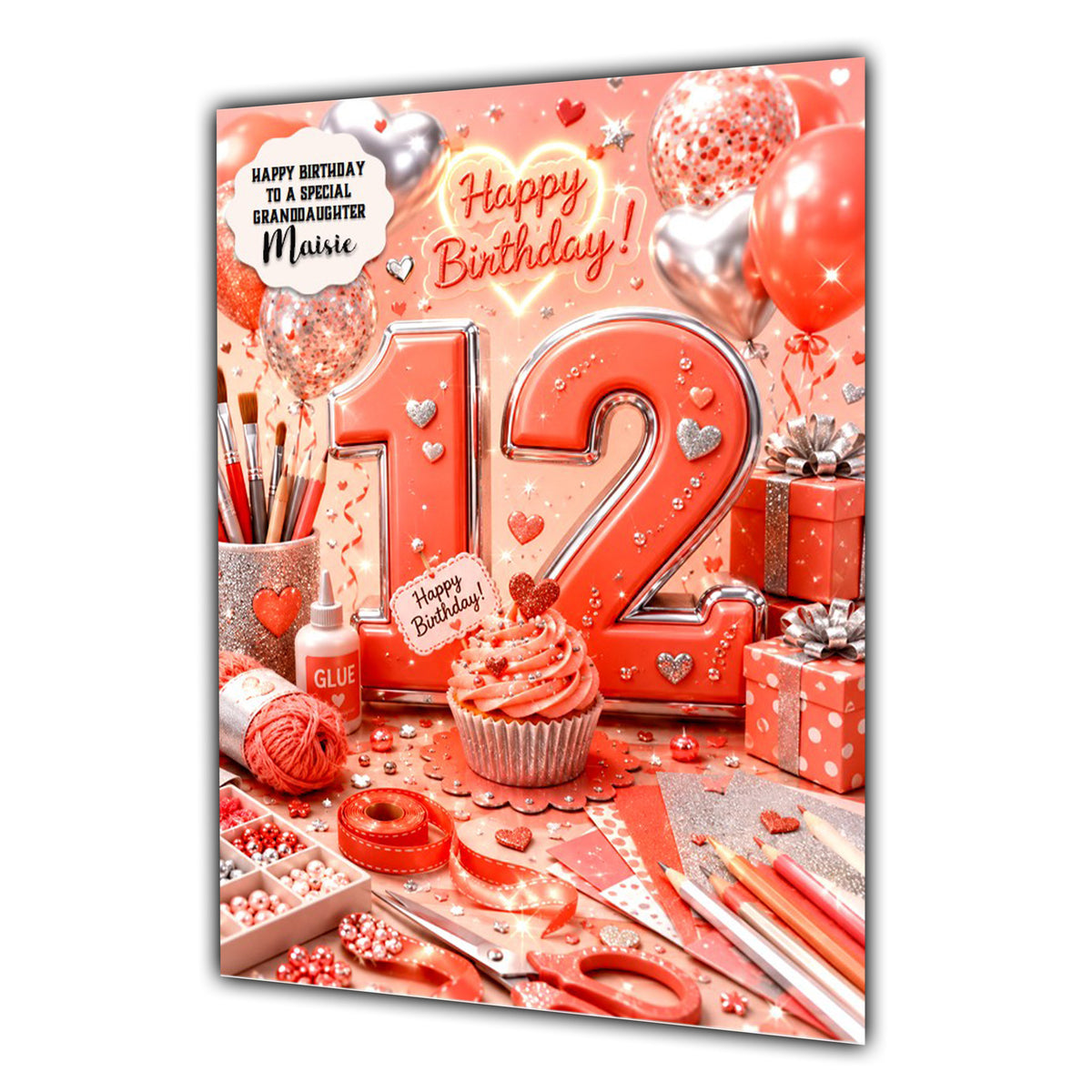 12th Birthday Card For Girls, Daughter, Granddaughter, Niece, Arts & Crafts Girl, Teenager,