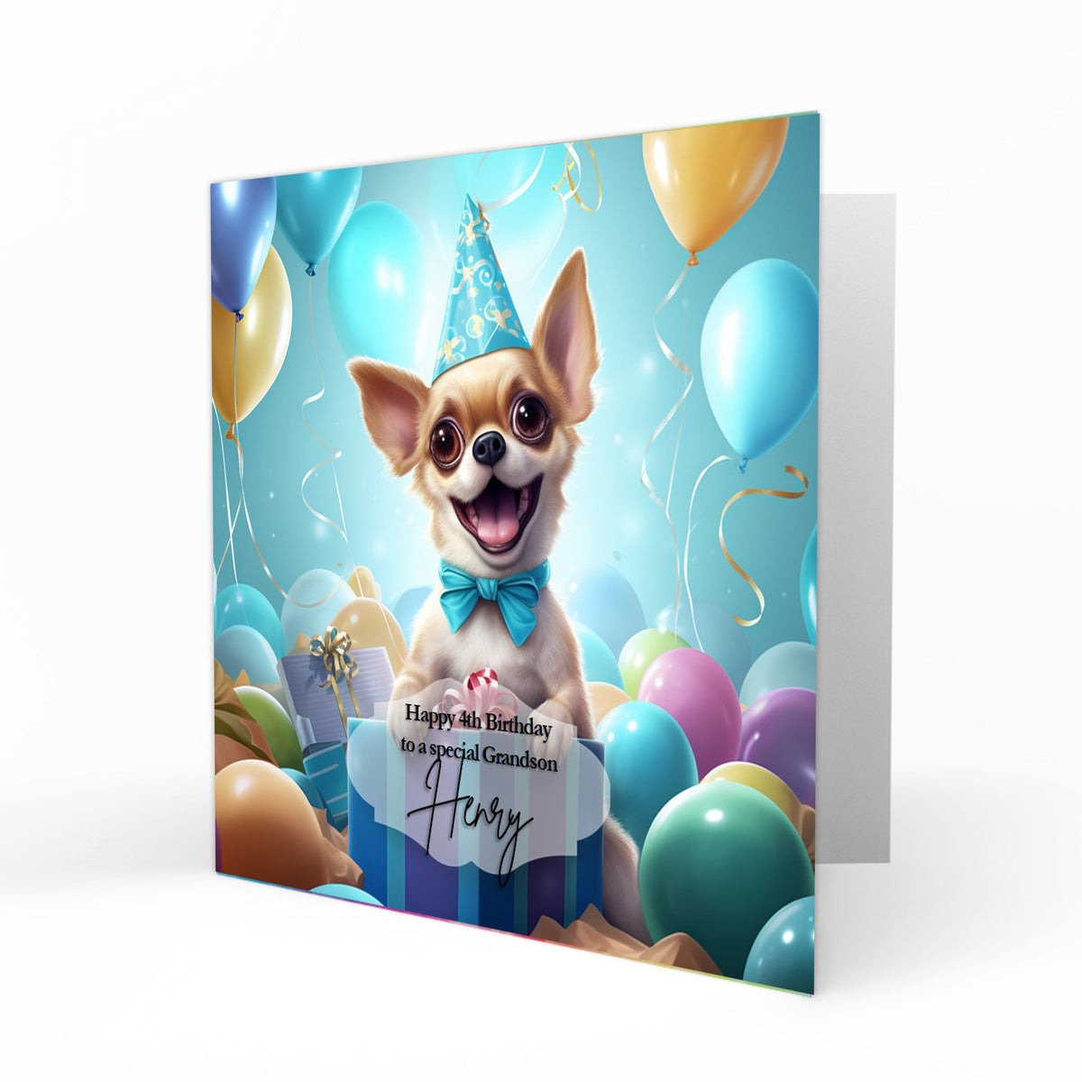 Personalised Birthday Card - Chihuahua with Balloons