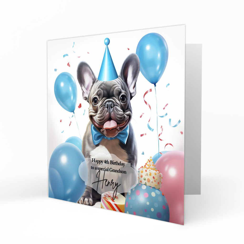 Personalised Birthday Card - French Bulldog with Balloons