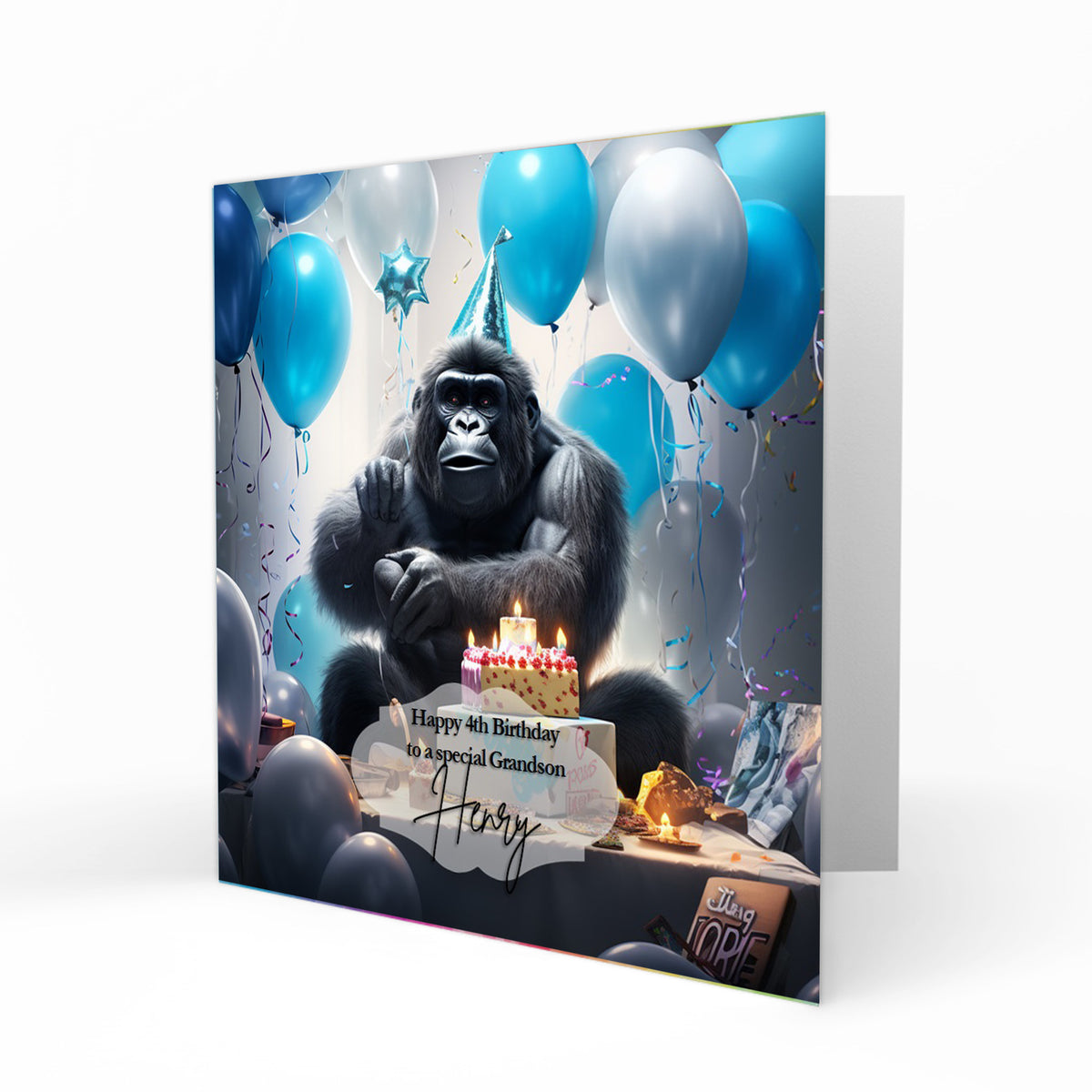 Personalised Birthday Card, Boys, Mens, Son, Grandson, Brother, Nephew, Friend, Gorilla c638
