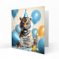 Personalised Birthday Card, Boys, Mens, Grandson, Son, Nephew, Dad, Grandad, Uncle, Wildlife, Farmyard Animal, Zoo, Tiger