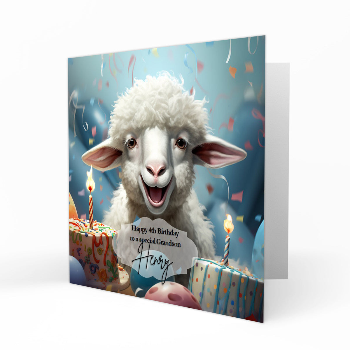 Personalised Birthday Card, Boys, Mens, Grandson, Son, Nephew, Dad, Grandad, Uncle, Wildlife, Farmyard Animal, Zoo, Cute Sheep