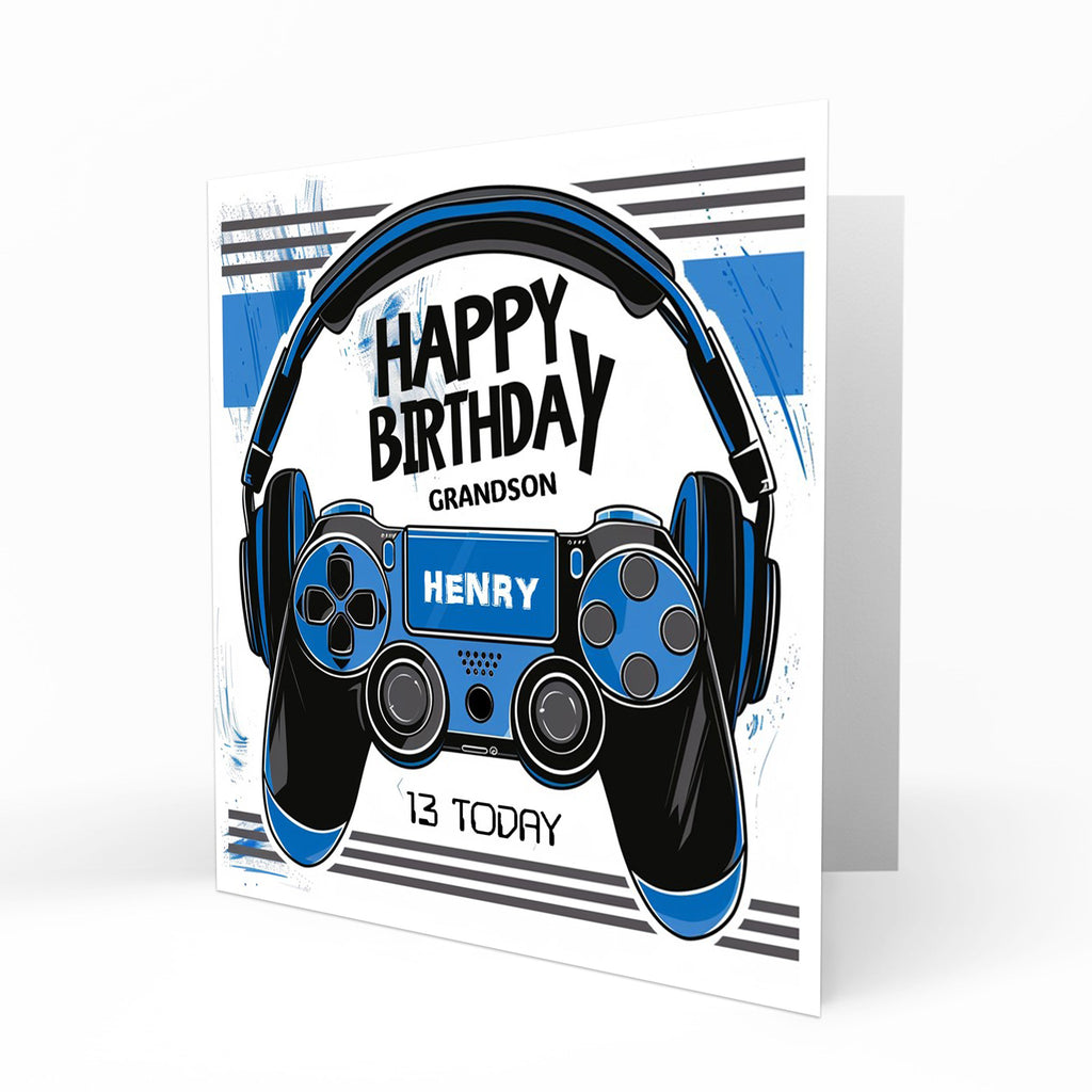 Personalised Birthday Card - Gaming Controller and Headset