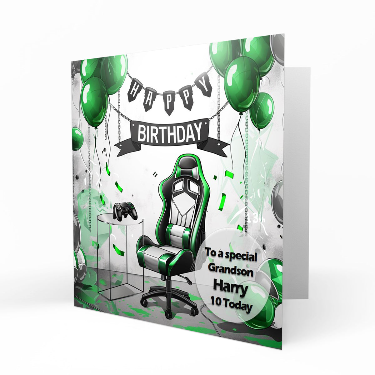 Personalised Birthday Card, Male, Teenage Boys, Son, Grandson, Nephew, Friend, Boyfriend, Video Gaming, Gamer, Gamepad Playsation Inspired