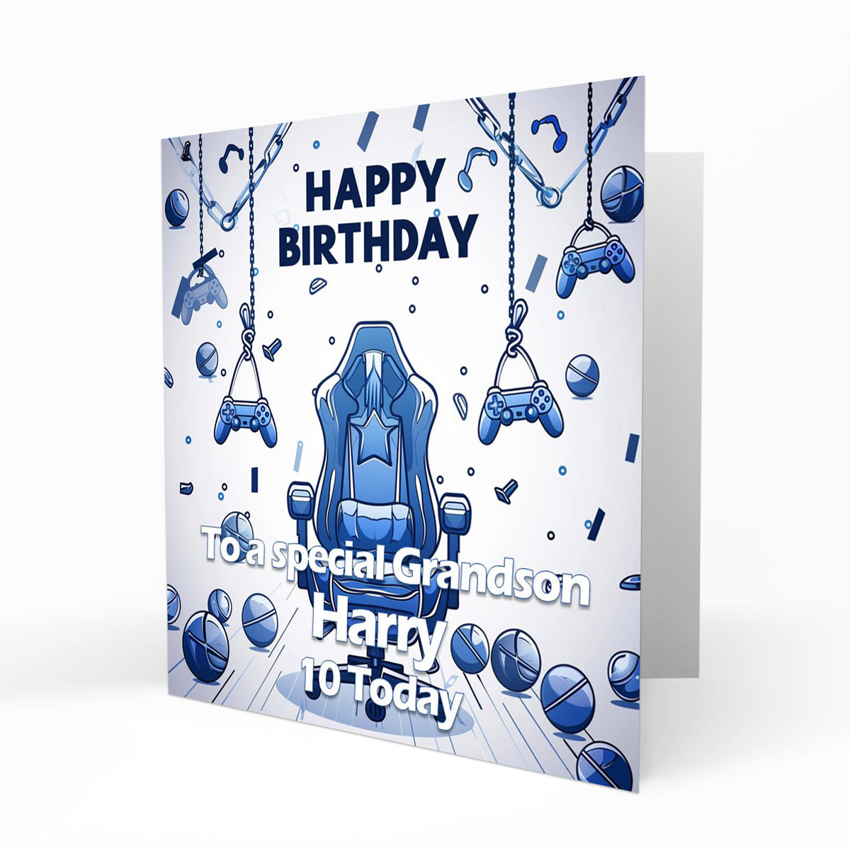Personalised Birthday Card - Blue Gaming Chair