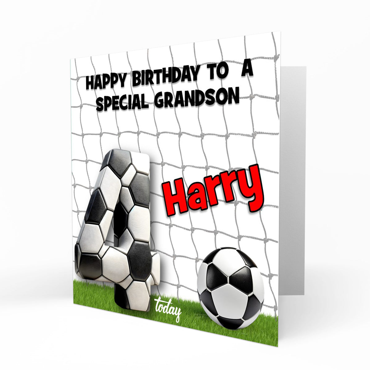 Personalised 4th Birthday Card - Football Number