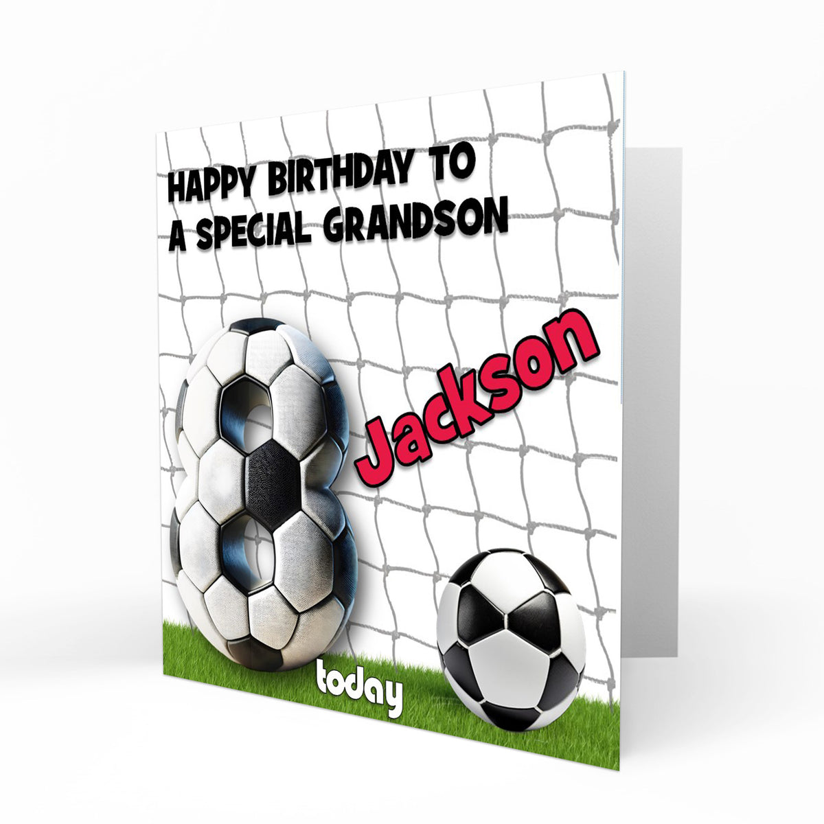 Personalised 8th Birthday Card for Boys, Football, Son, Grandson, Brother, Nephew