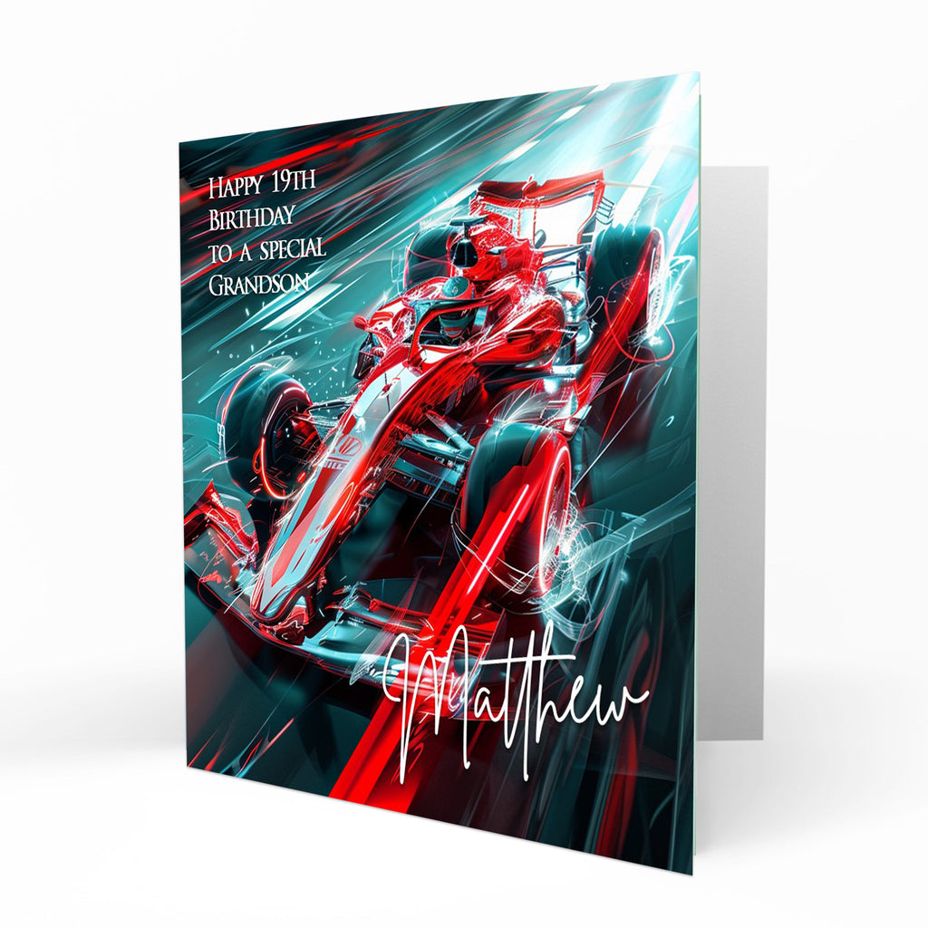 Personalised Birthday Card - Red Racing Car