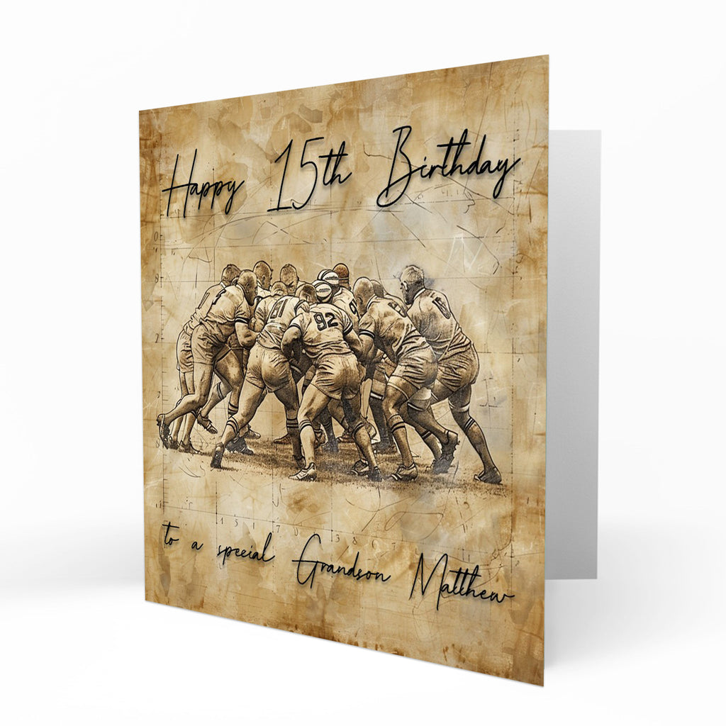 Personalised Birthday Card - Rugby Scrum