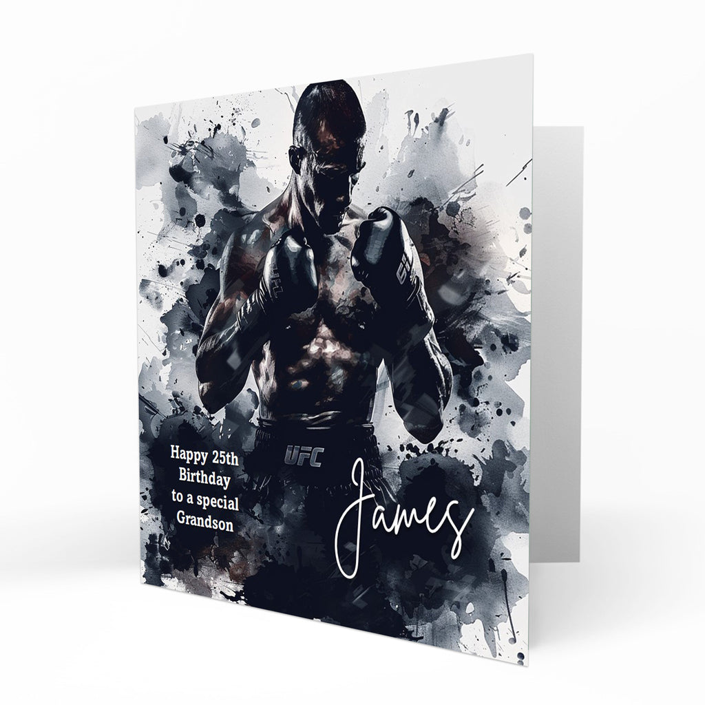 Personalised Cage Fighting Birthday Card, Male, Boys, Son, Grandson, Brother, Nephew, Friend,  MMA
