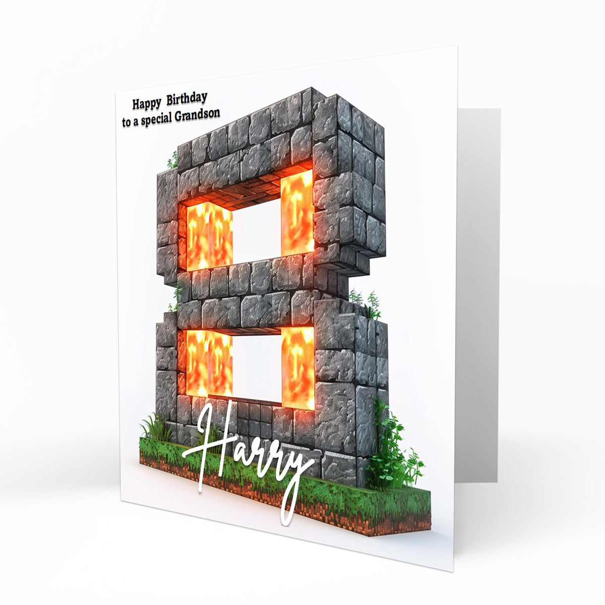 Personalised 8th Birthday Card - Block World Birthday Number