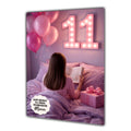Personalised 11th Birthday Card - Girl Reading on a Bed - Brown Hair