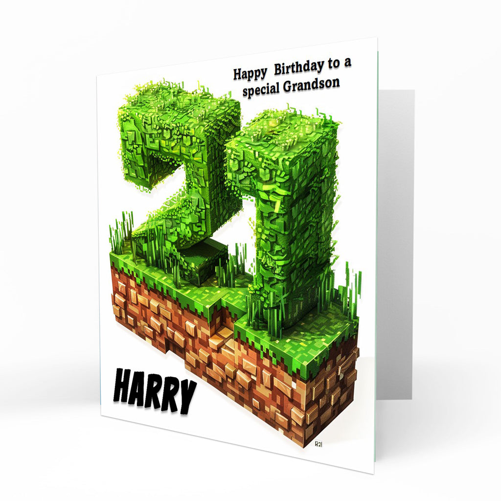 Personalised 21st Birthday Card - Block World Birthday Number
