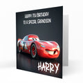 Personalised 7th Birthday Card - Cartoon Racing Car