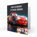 Personalised 8th Birthday Card - Red Cartoon Racing Car
