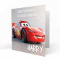 Personalised 9th Birthday Card - Red Cartoon Racing Car