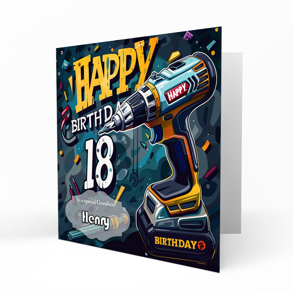 Personalised 18th Birthday Card - Power Drill