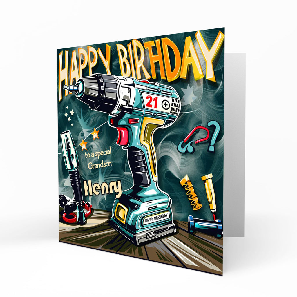 Personalised 21st Birthday Card - Power Drill