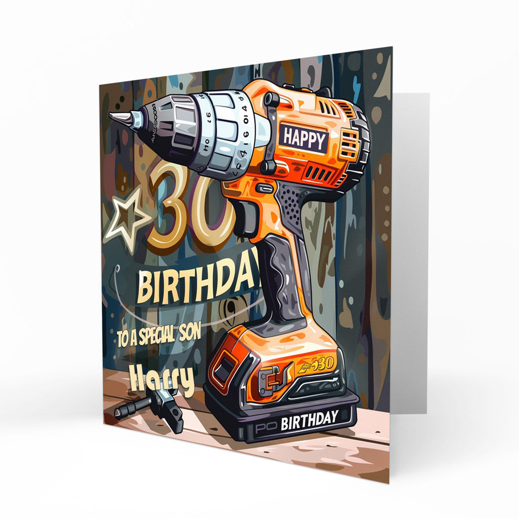 Personalised 30th Birthday Card - Power Drill
