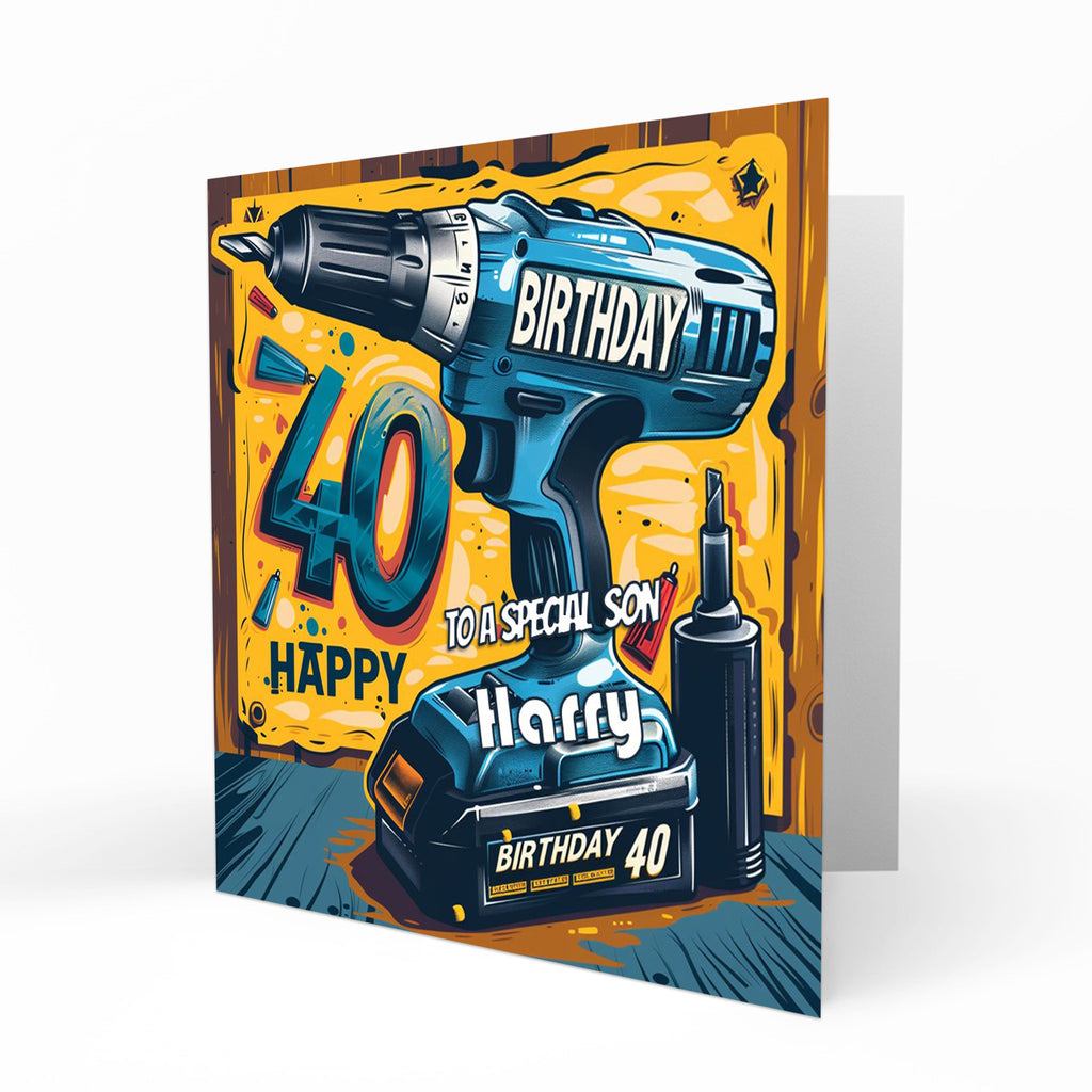 Personalised 40th Birthday Card - Power Drill