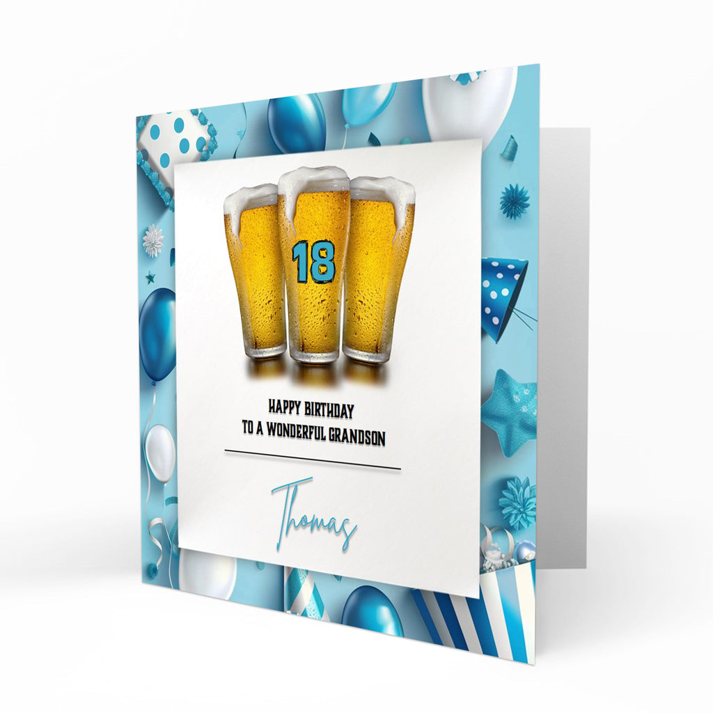 Personalised 18th Birthday Card - Beer Glasses