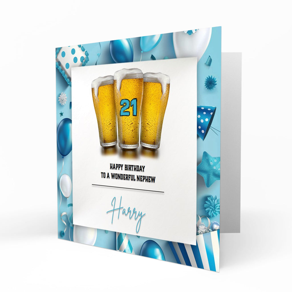 Personalised 21st Birthday Card - Beer Glasses